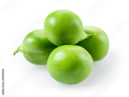 Green peas in closeup. With clipping path.