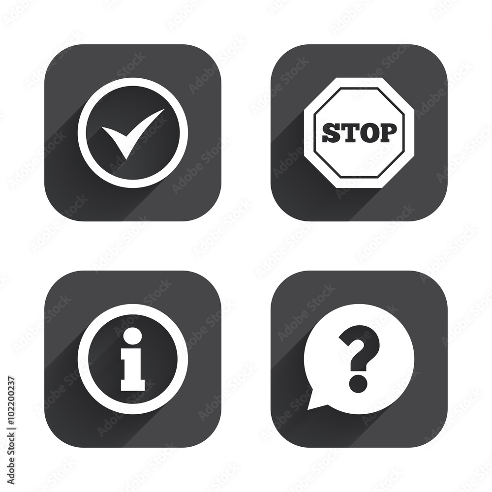 Information icons. Stop prohibition symbol. Information icons. Stop prohibition symbol.