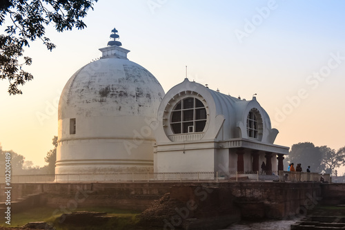 Parinirvana Stupa and temple in morning, Kushinagar, India