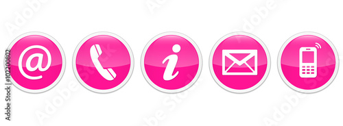 Contact Us – Round glossy pink sticker buttons