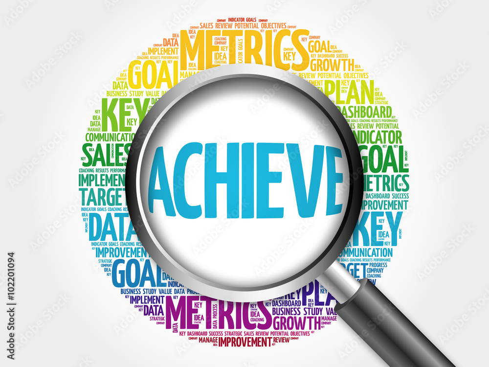 Achieve word cloud with magnifying glass, business concept Achieve word cloud with magnifying glass, business concept