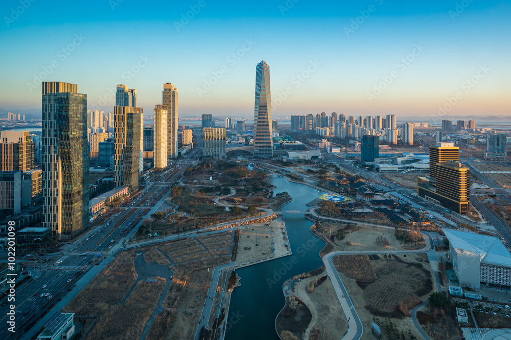 Korea,Songdo Central Park in Songdo International Business Distr