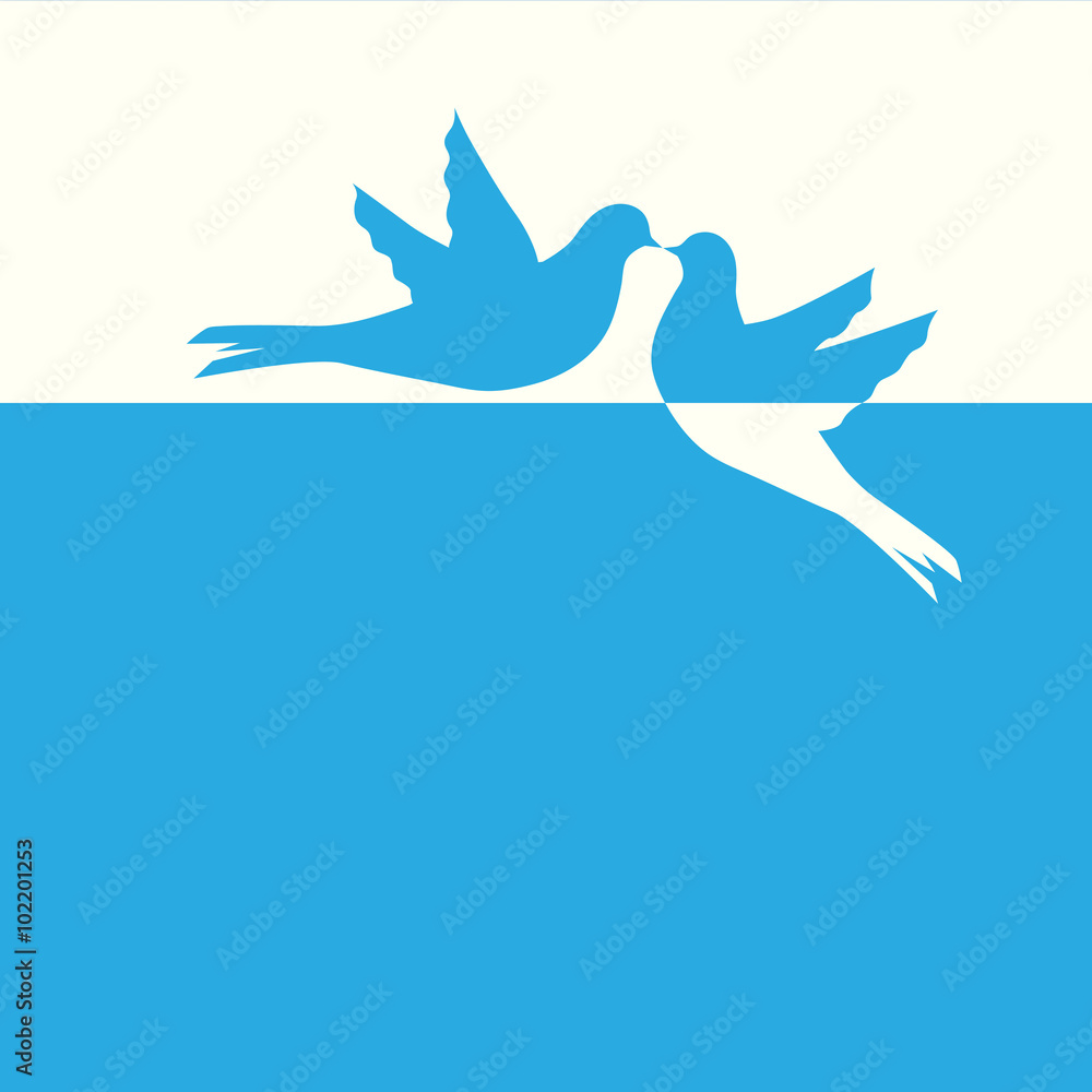 Fototapeta premium Birds silhouettes - flying pigeons