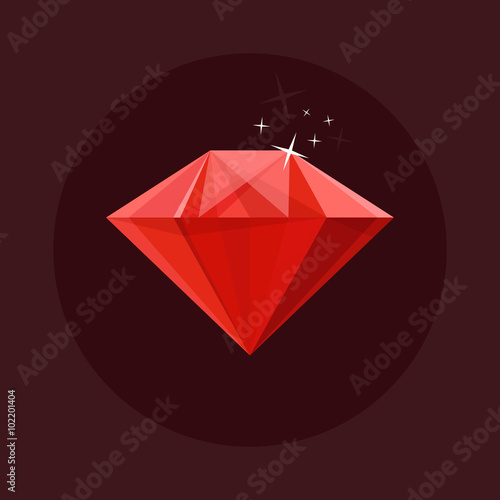 Flat design ruby icon isolated on dark background © czaroot