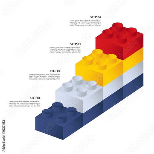 Constructor building bricks - 4 steps to success - Vector infographic template