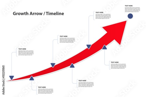 Big growth Arrow / Timeline with text options / A way to success - Vector infographic template