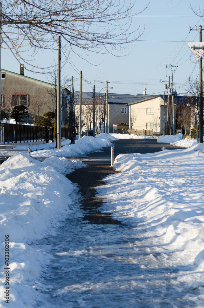 Fototapeta premium 冬の雪の道