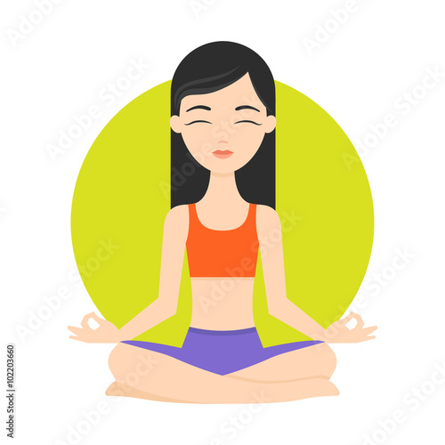 Illustration of girl practicing yoga exercises. Healthy lifestyl