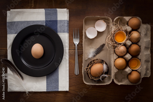 chicken eggs still life rustic with food stylish