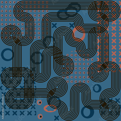 Maze background / Crazy maze like seamless line art track vector background