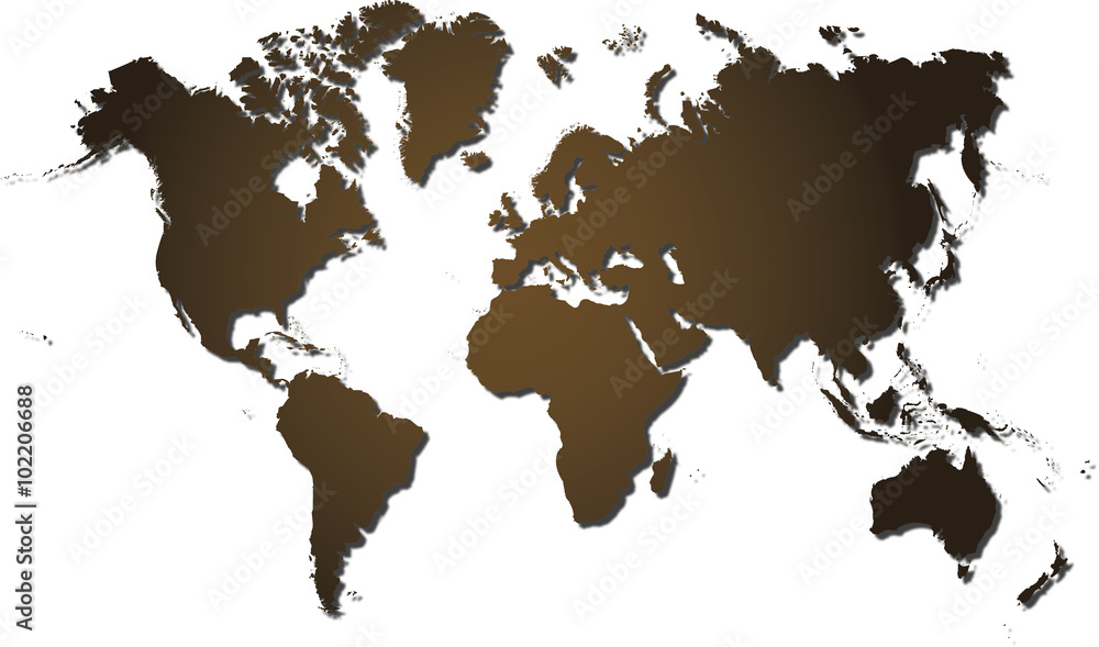 Obraz premium Vector map of the world in brown isolated