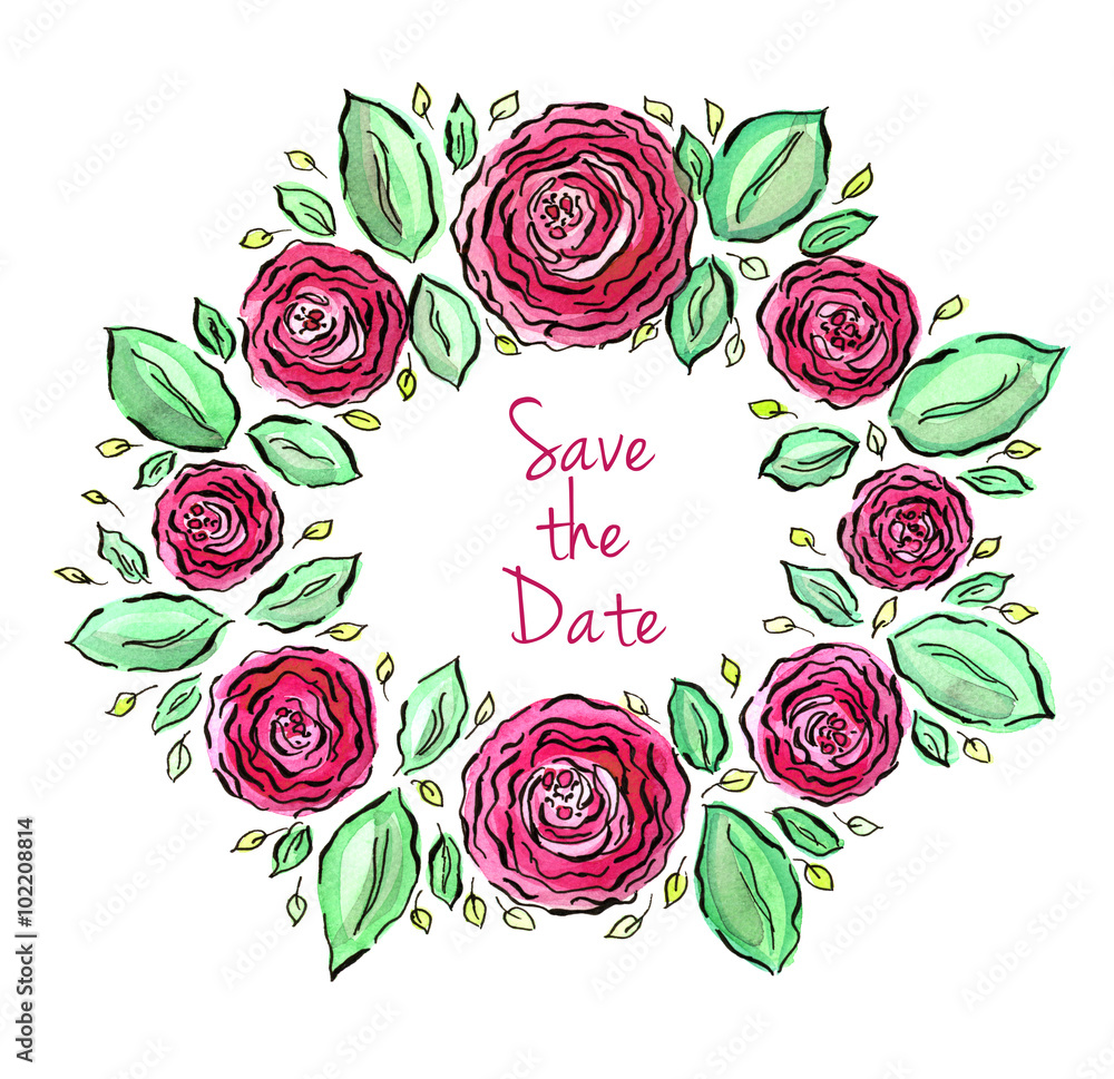 Beautiful watercolor roses wreath Beautiful watercolor roses wreath