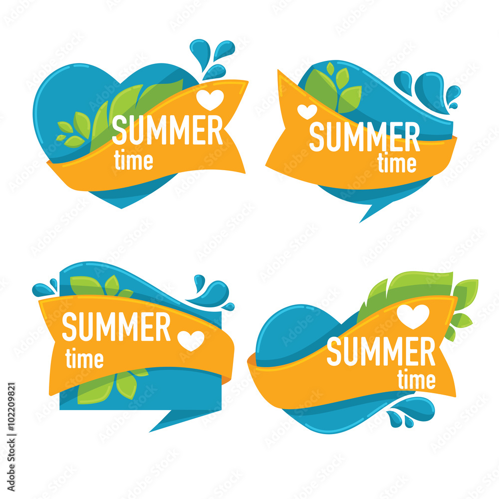summer time, vector collection of sea water stickers, tags and e