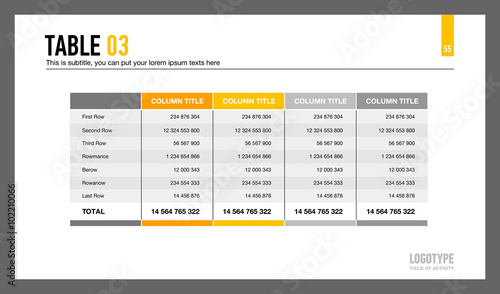 Five Columns Table Slide