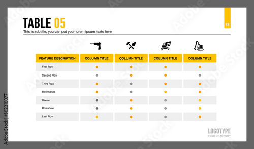 Data Presentation Table with Icons