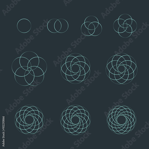 circle contour various sacred geometry set.