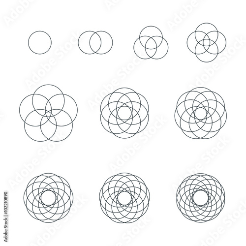round contour various sacred geometry set.