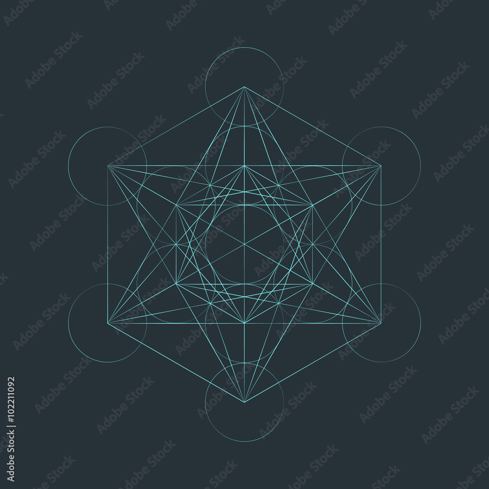 monocrome outline sacred metatron cube illustration. monocrome outline sacred metatron cube illustration.