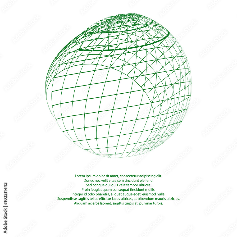 Wireframe Design Element. 3D Sphere Wireframe Design Element. 3D Sphere