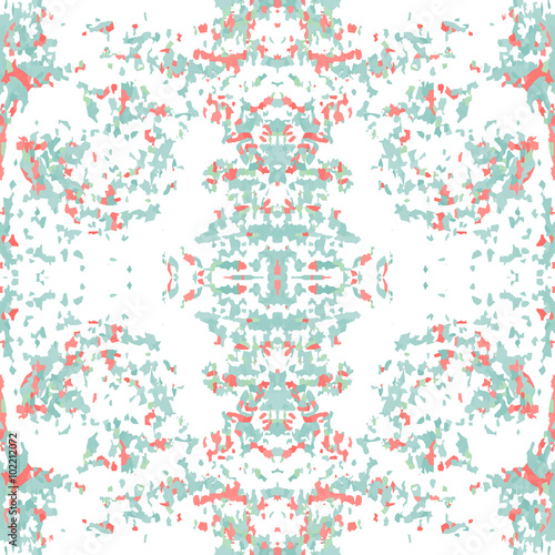 Seamless stone texture. Abstract snake, band view, mosaic, motley pattern. Ornamental collage. Turquoise, white, red soft colored background. Vector