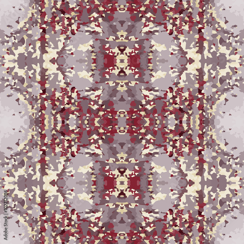 Seamless nature pattern. Stone, snake skin, band view mosaic motley texture. Ornamental collage. Gray, vinous, beige soft colored background. Vector