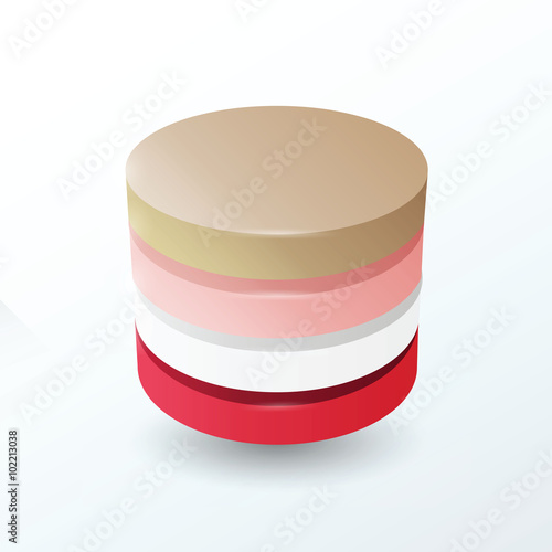 Circles 4 layer  Brown, pink, white, red color
