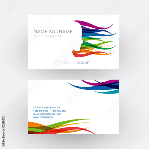 Vector Abstract female head, concept of hairdresser. Business car