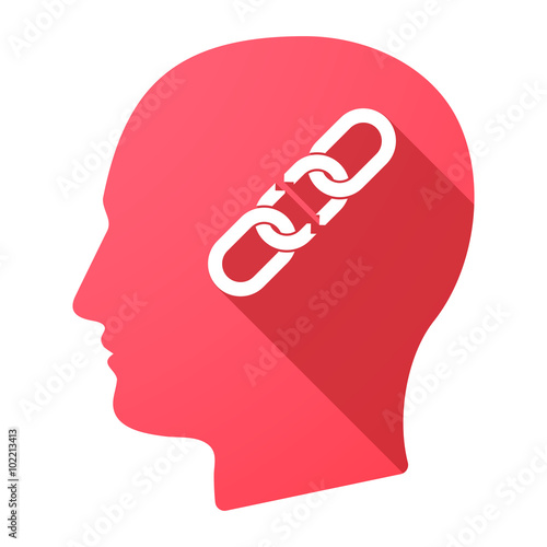 Male head icon with a broken chain