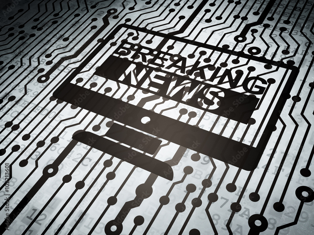 News concept: circuit board with Breaking News On Screen News concept: circuit board with Breaking News On Screen