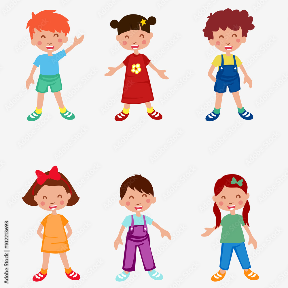 Vector illustration of Happy kids cartoon, vector