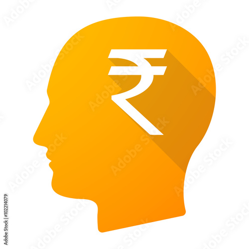 Male head icon with a rupee sign