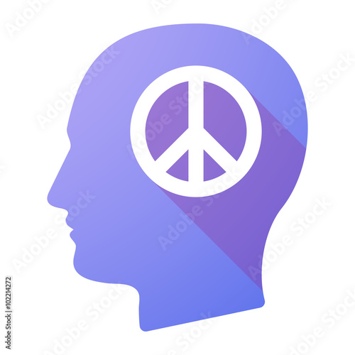 Male head icon with a peace sign