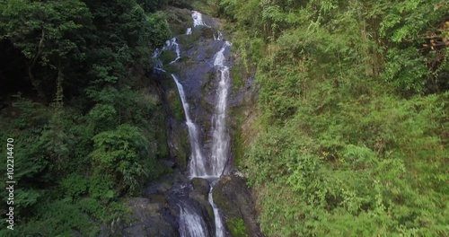 Aerial / Drone shot of Ton Chong Fah Waterfall in Khao Lak National Park
