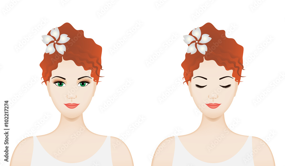Illustration of girl faces for spa and beauty concepts Illustration of girl faces for spa and beauty concepts