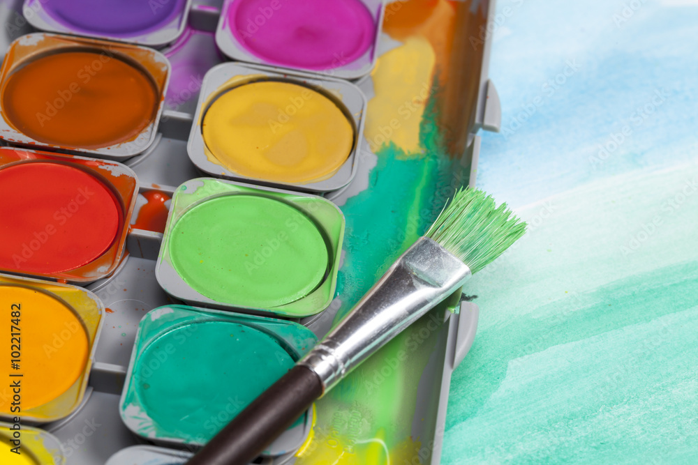 Obraz premium Farbkasten mit bunten Farben