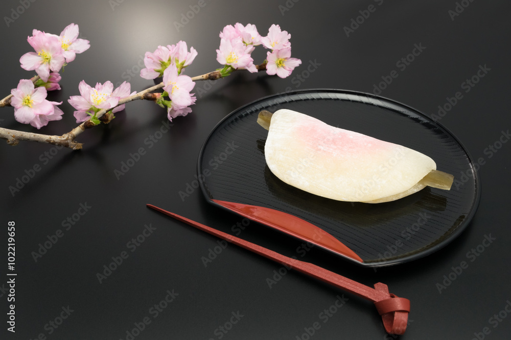 花びら餅 桜 黒バック Stock 写真 Adobe Stock