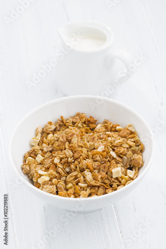 baked muesli in bowl and milk © cook_inspire