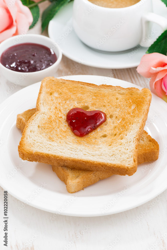 breakfast with toast and espresso for Valentine's Day breakfast with toast and espresso for Valentine's Day
