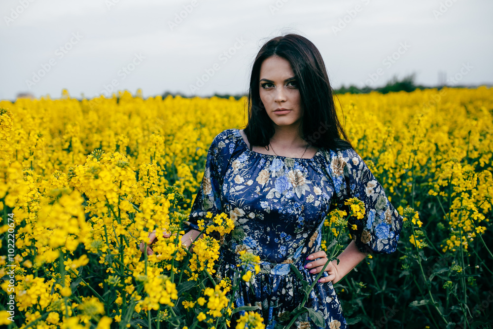 Spring walk girl in a beautiful cherry orchard Spring walk girl in a beautiful cherry orchard