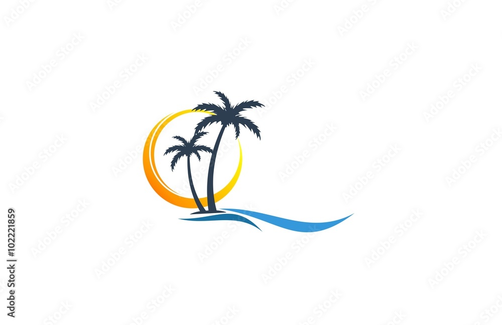 night moon beach holiday logo