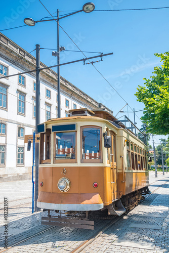 Historical tram in Porto, Portugal in a summer day © naughtynut