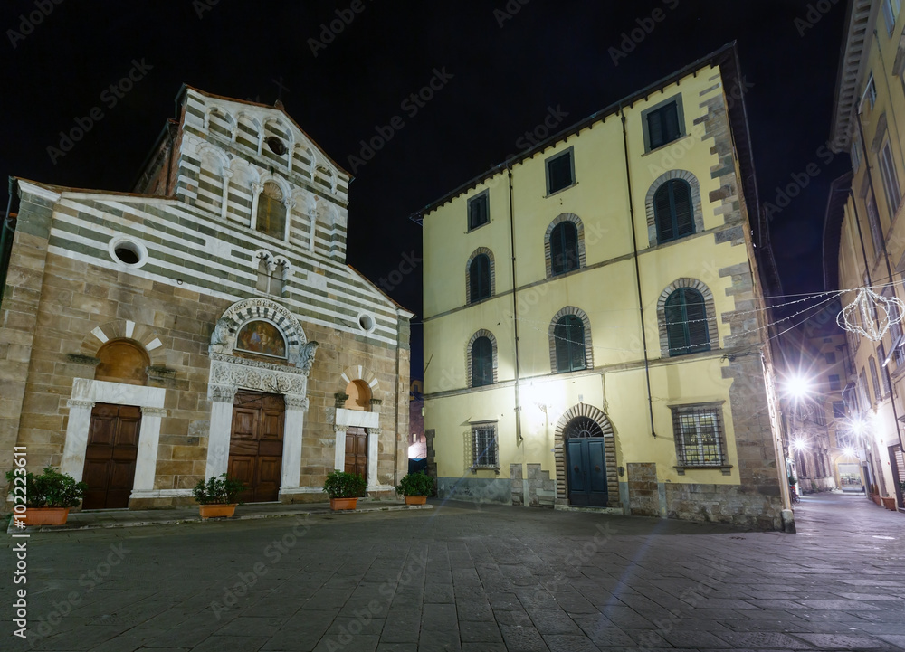 Lucca city night view.