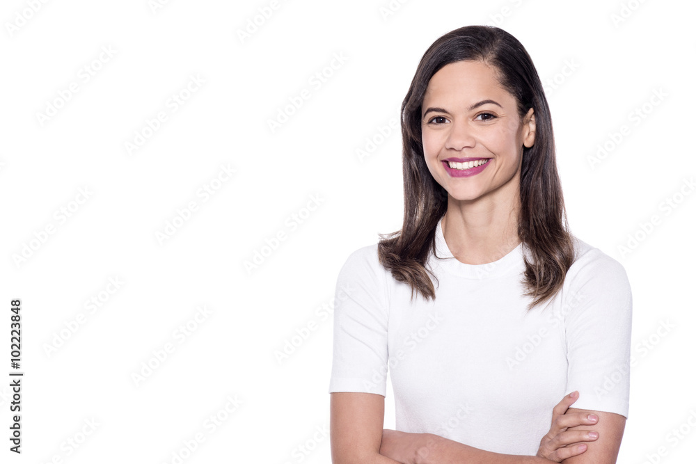 Casual portrait of smiling woman Casual portrait of smiling woman