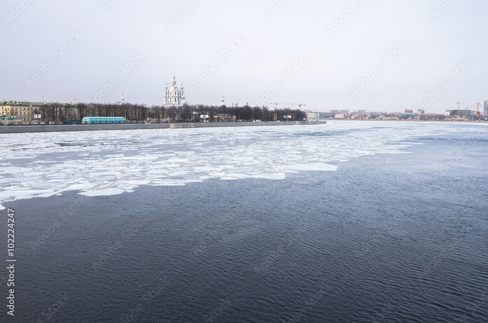 Spring break on the Neva River in St. Petersburg.
