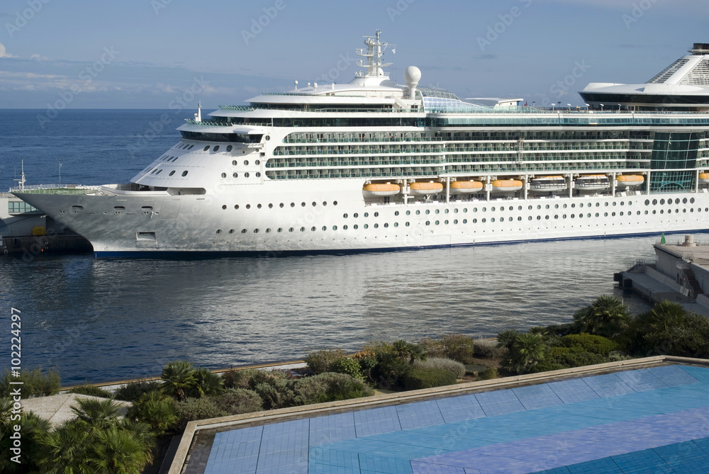 Cruise Ship docked at Port Hercules Cruise Terminal, Monaco