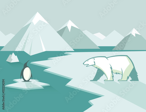Polar bear and penguin