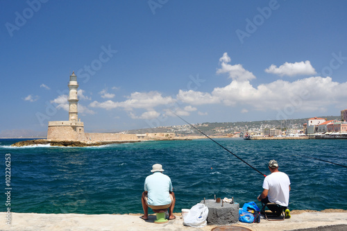 Angeln am Hafen von Chania / Insel Kreta