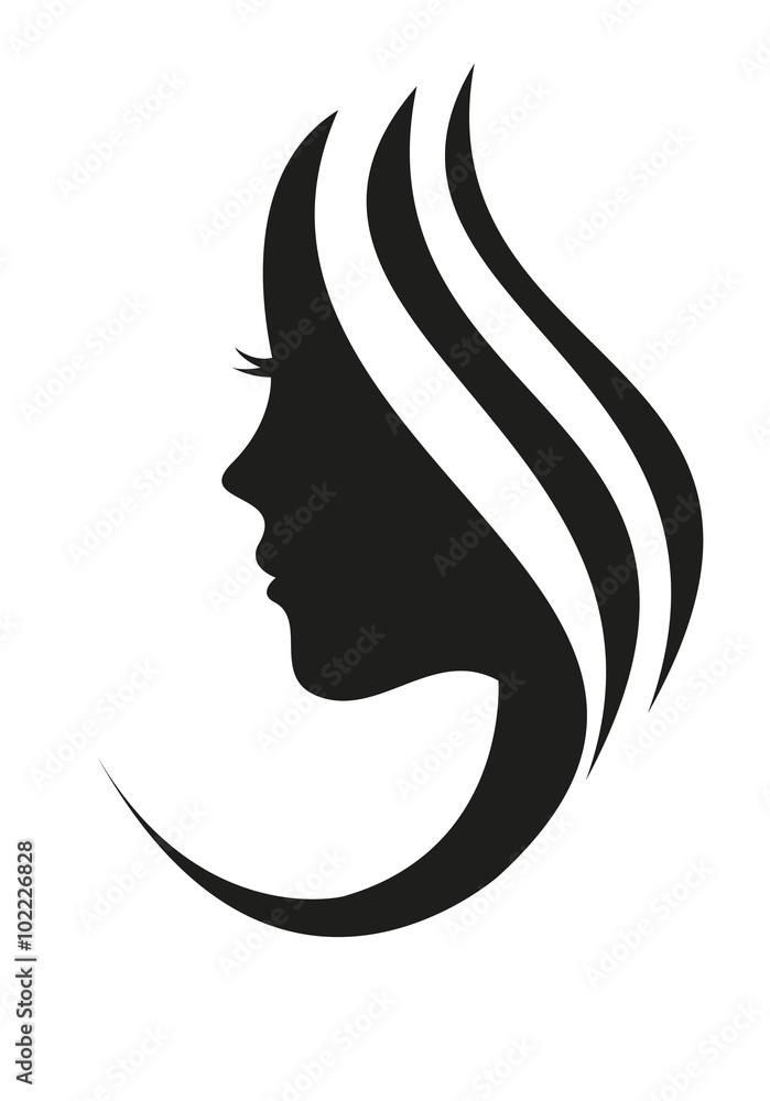 Silhouette Frau Gesicht Haare Stock Vector | Adobe Stock