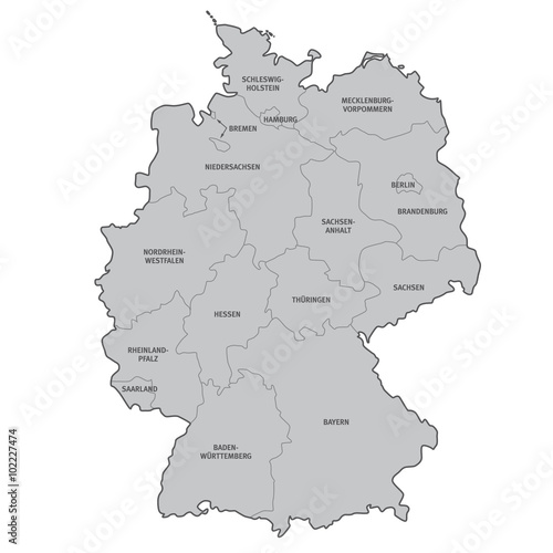 deutschland bundesländer beschriftung karte vektor