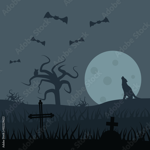 Zombies night vector background